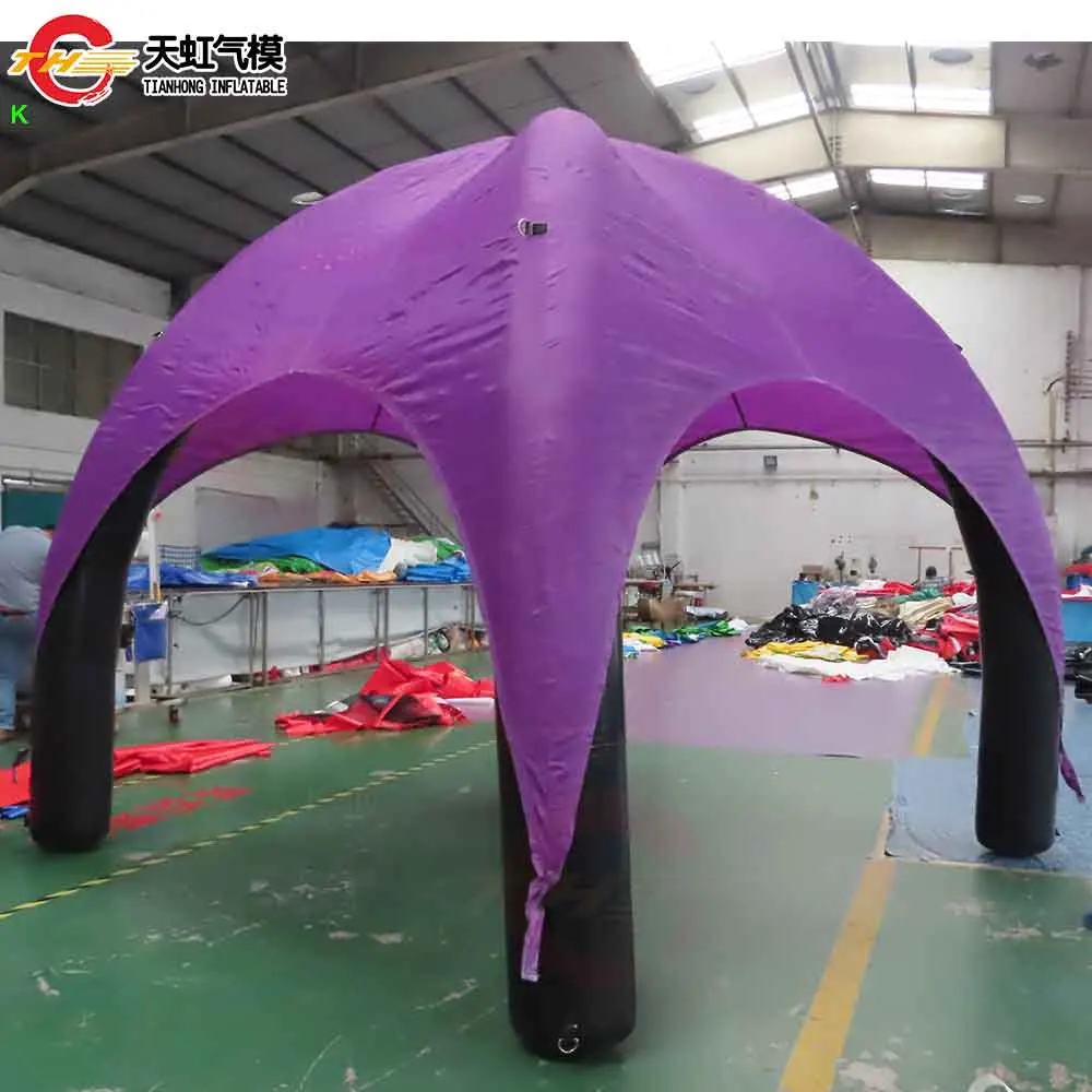 Snelle verzending Kleiner formaat tent Paarse opblaasbare spinnentent met ingebouwde luchtblazer