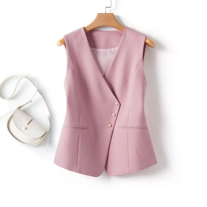 Suit Vest Women's 2026 Spring Autumn Slim-fitting Sleeveless V-neck Female Temperament Outer Wear Top Women's Vest OuterwearNew