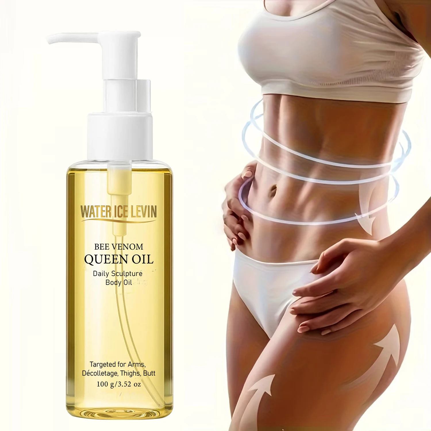 Bee Venom Body Oil 100g with Evening Primrose & Rosehip - Moisturizing Firming Sculpting Oil for Arms, Thighs, & Décolletage