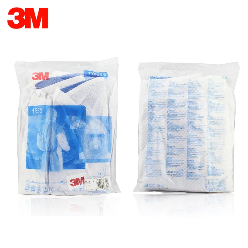 3M 4535 Summer Coverall Hooded Breathable Back Anti Static Chemical Liquid Splash Knitted Cuffs Effective Protection Jumpsuits