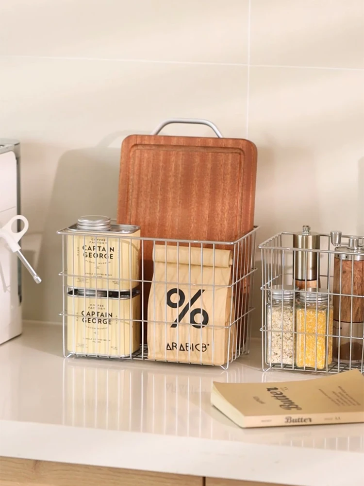

Modern Housewife 304 Stainless Steel Storage Basket Kitchen Cutting Board Bread Egg Bathroom Countertop Miscellaneous Basket