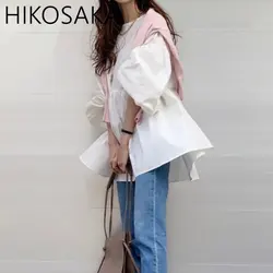 Japan Style Retro Lantern Sleeve Blouse Shirts O-neck Ruffles Patchwork Loose Blusa Spring Summer All-match Solid Ladies Tops