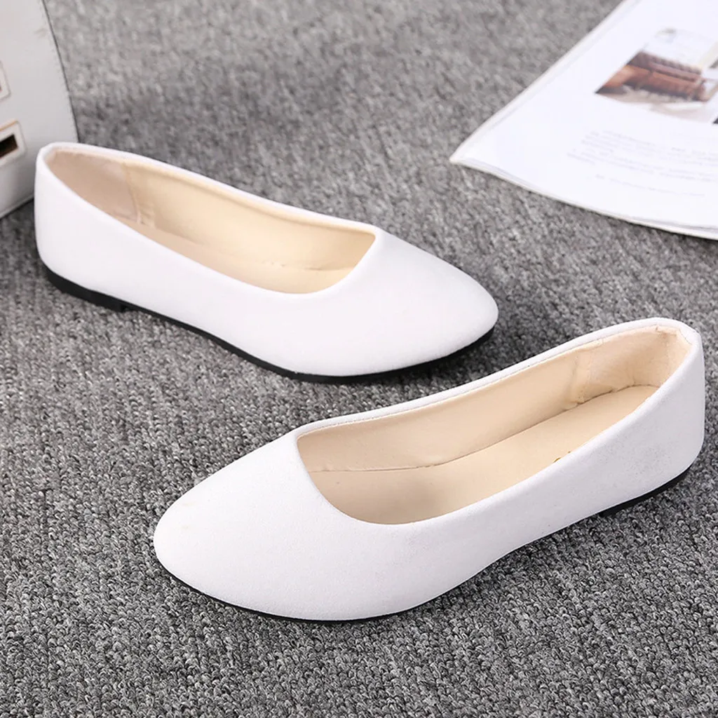 Fashion Shallow Round Toe Slip On Flat Shoes Solid Color Outdoor Walking Party Travel Lightweight Brethable casual Shoes