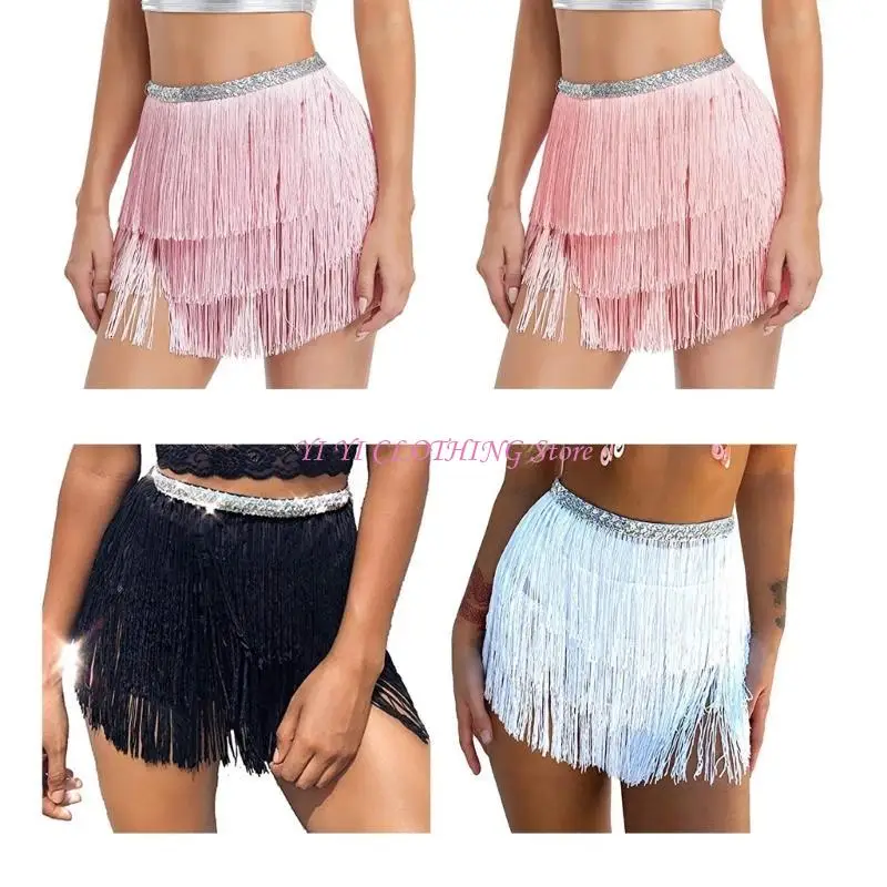 

N5KF пляжный шарф с кисточками, юбки Rave Party, костюм для танца живота для женщин и девочек