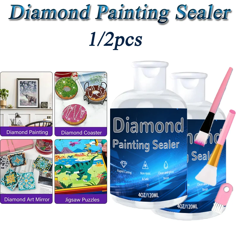 

1/2pcs Diamond Painting Sealer Clear Finish High Gloss Permanent Hold & Shine Glue With Brushes For Puzzle Diamond Mosaic Gadget