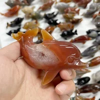 Natural Carnelian Agate Geode Dolphin Figurine Hand‑Carved Crystal Dolphin Statue Ocean Animal Home Decor Collectible Gift 4