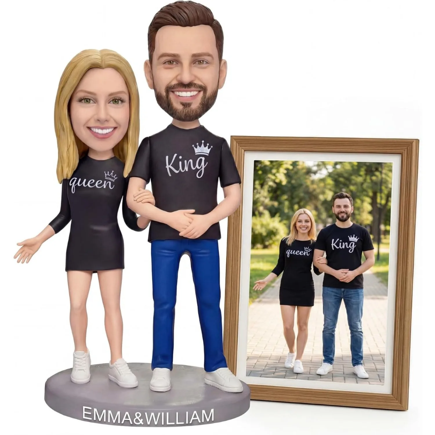 Bobbleheads King Queen Couple 7 8 9 Inch Custom from Photo Personalized Handmade Clay Figurine Valentines Day Anniversary Gift