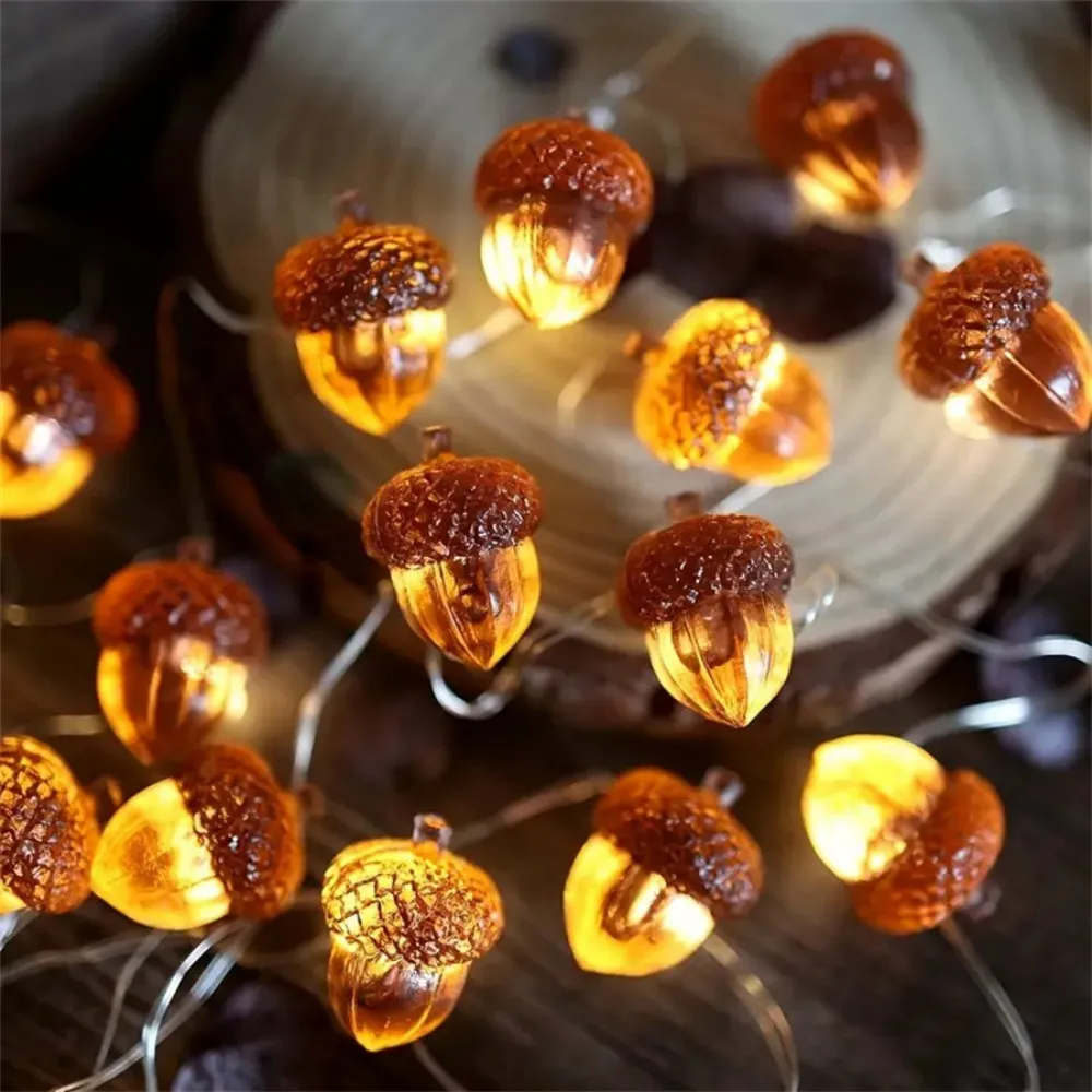2M20LED Pinecone shaped LED Copper Wire Lamp, Battery Box Halloween Decorative Light String, Used for Festival Party Decoration