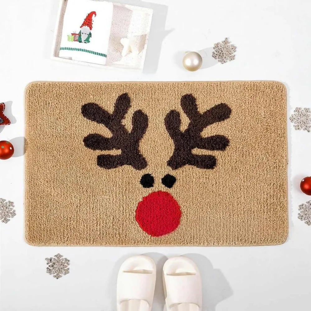 سجادة VIKAMA من القطيفة لعيد الميلاد غير قابلة للانزلاق وسهلة التنظيف لغرفة المعيشة وغرفة النوم والممر والعطلات ديكور المنزل #4