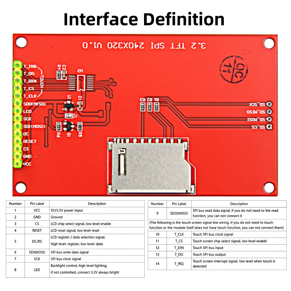 Módulo de exibição de toque colorido para Arduino, SPI TFT LCD, ILI9341ILI9488, 480*320, 240*320, 1.44, 1.8, 2.2, 2.4, 2.8, 3.2, 3.5, 4 em