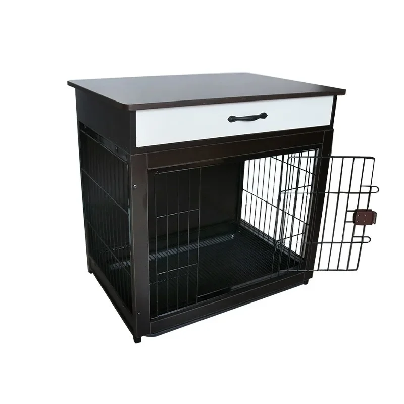 Wooden Large Pet Crate Indoor Furniture Dog Crate Kennel Two Drawers Heavy Duty Dog Crates Cage Furniture