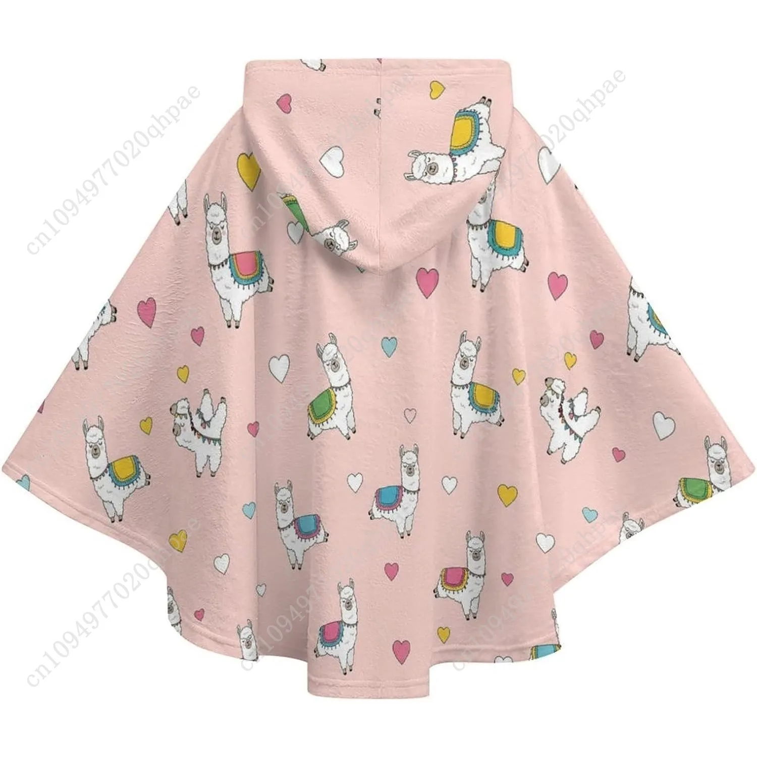 سترة بطانية مريحة من الفلانيل، سترة بقلنسوة كبيرة الحجم على شكل قلوب لاماس لطيفة مع جيوب للأطفال والمراهقين #6