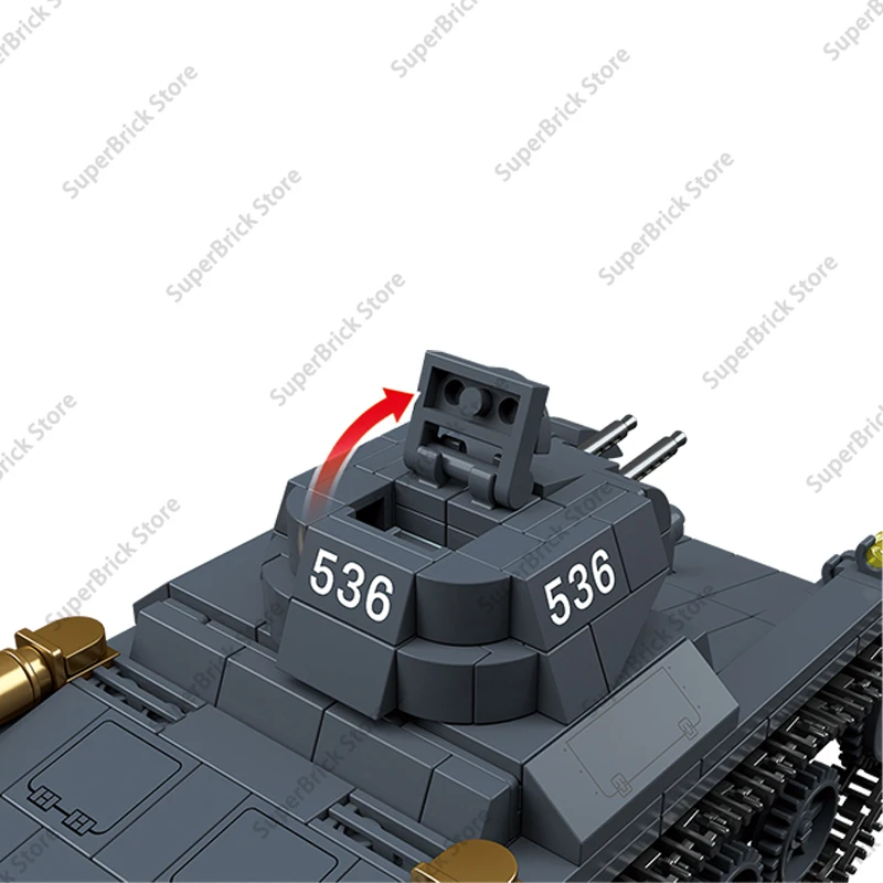 Hot WW2 Germany Tank Type A Pojazd opancerzony PzKpfw I Model Klocki Klasyczny zestaw broni wojskowej Zabawki dla dzieci Prezenty