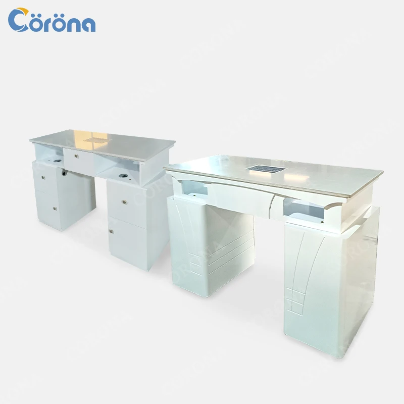 Modern White Nail Design Art Table Manicure Desk For Salon