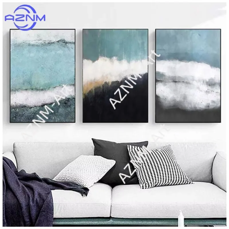 1/3pc Art Modern Cuadro Decor Home Fashion Wall Picture for Living Room Poster and Print Abstract Blue Black Colour Canvas