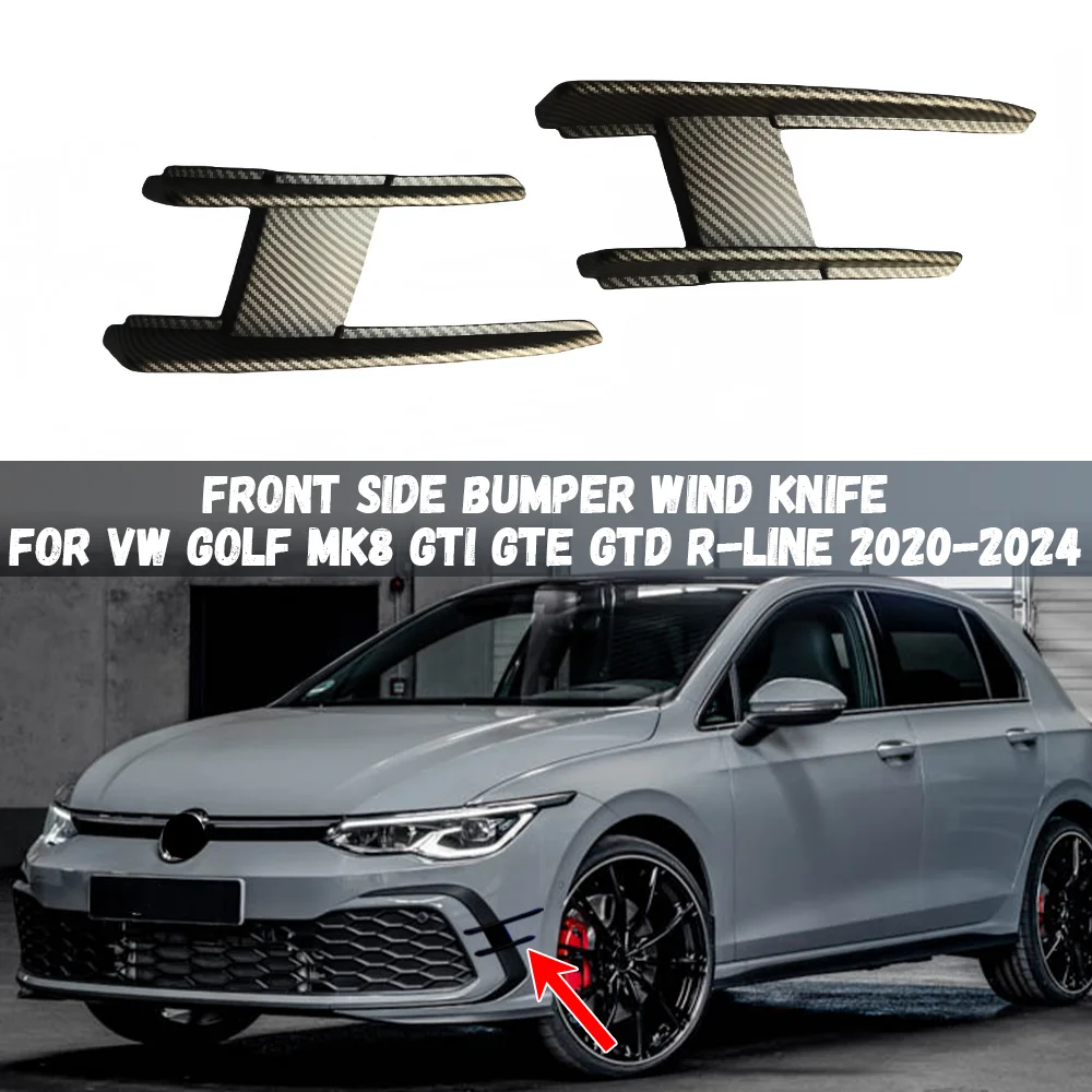 For Volkswagen VW Golf 8 MK8 GTI GTE GTD R-Line 2020-2024 Front Bumper Spoiler Wind Knife Side Skirt Front Lip Canards Splitter