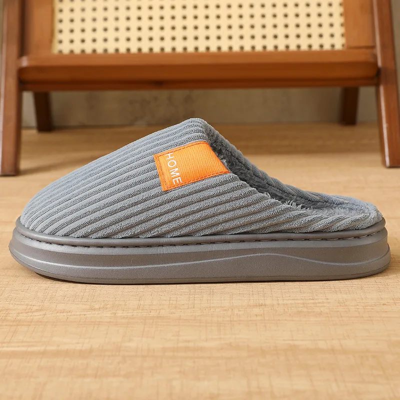 Herren Winter Extra Große Baumwoll-Hausschuhe Bequeme Warme Dicksohlen-Plüsch-Innenschuhe – Detail 11