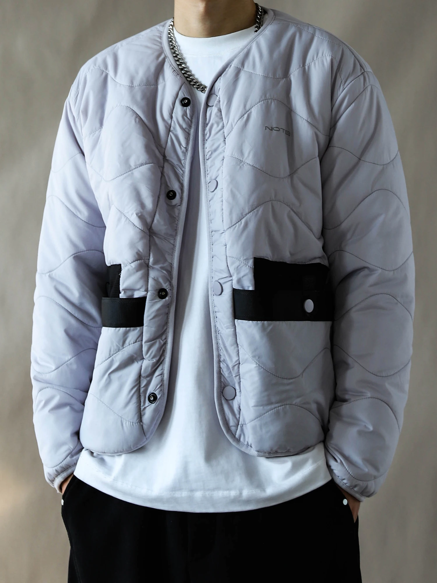 

Мужская хлопковая куртка свободного кроя без воротника, теплая зимняя, большого размера, модная фиолетовая повседневная верхняя одежда, стильный халат