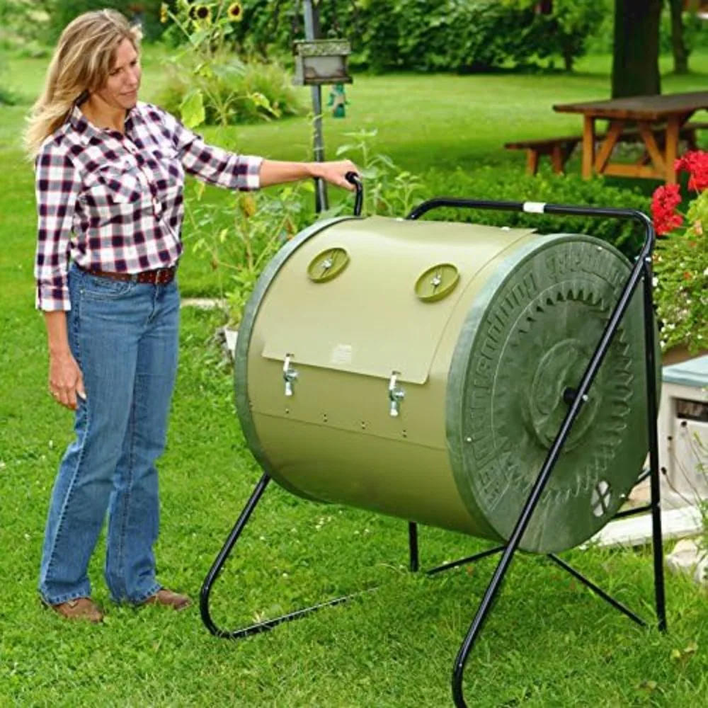 Compact ComposTumbler 88 Gallons Red Enclosed Composter Drum Eliminates Odors and Prevent Access To Pets and Pests