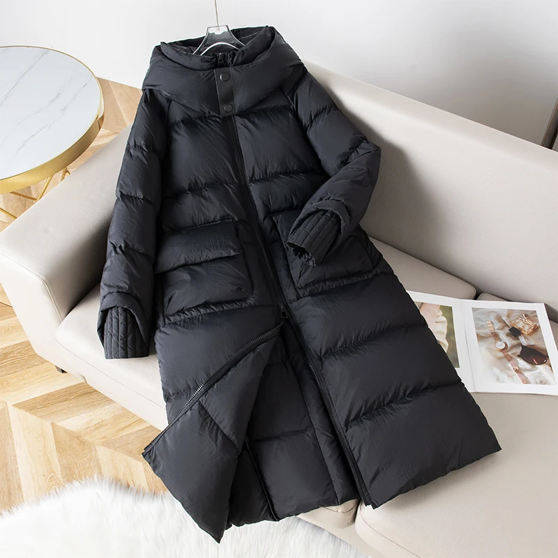 90 White goose Down Jacket for women Winter 2025 New High-end Thicken Down Jacket for women, warm Parker Female Long Overcoat