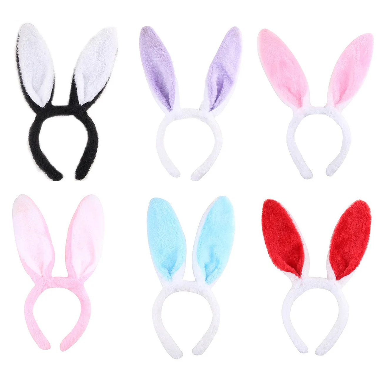 

Plush Bunny Ears Headbands,Assorted Color Rabbit Ear Hairband for Easter Halloween Costume Party Favor