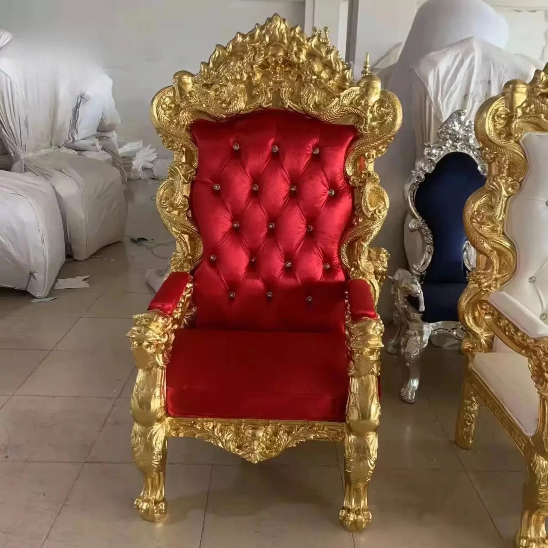 

Light Luxury Royal Style King's Throne with Armrests High Lean Wedding Event Sofa Chair