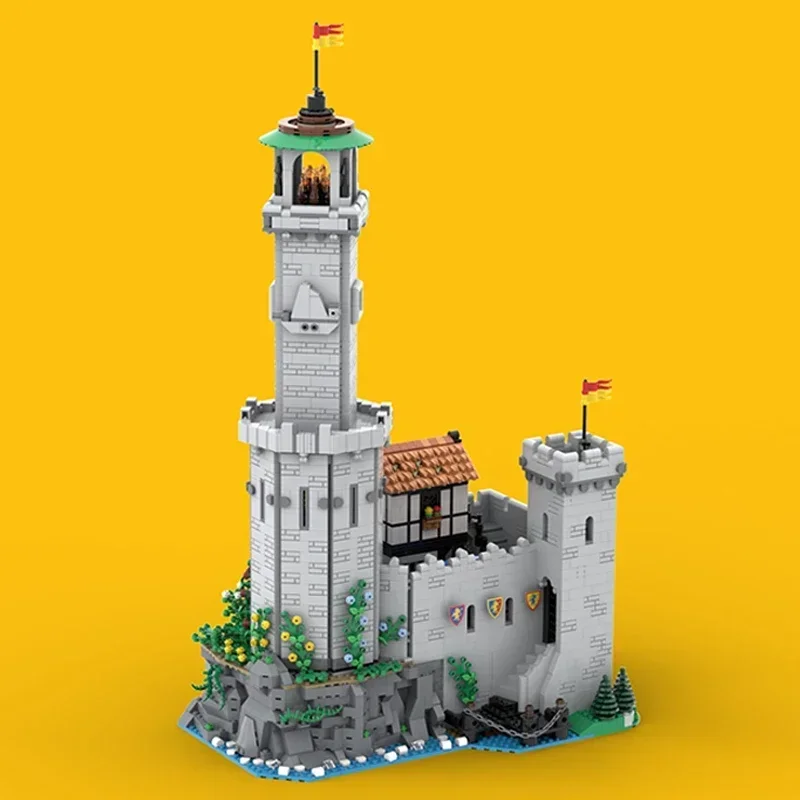 Modelo Medieval Moc, bloques de construcción, faro, Castillo de guerrero León, tecnología, bloque Modular, regalo, juguete de Navidad, conjunto DIY de montaje