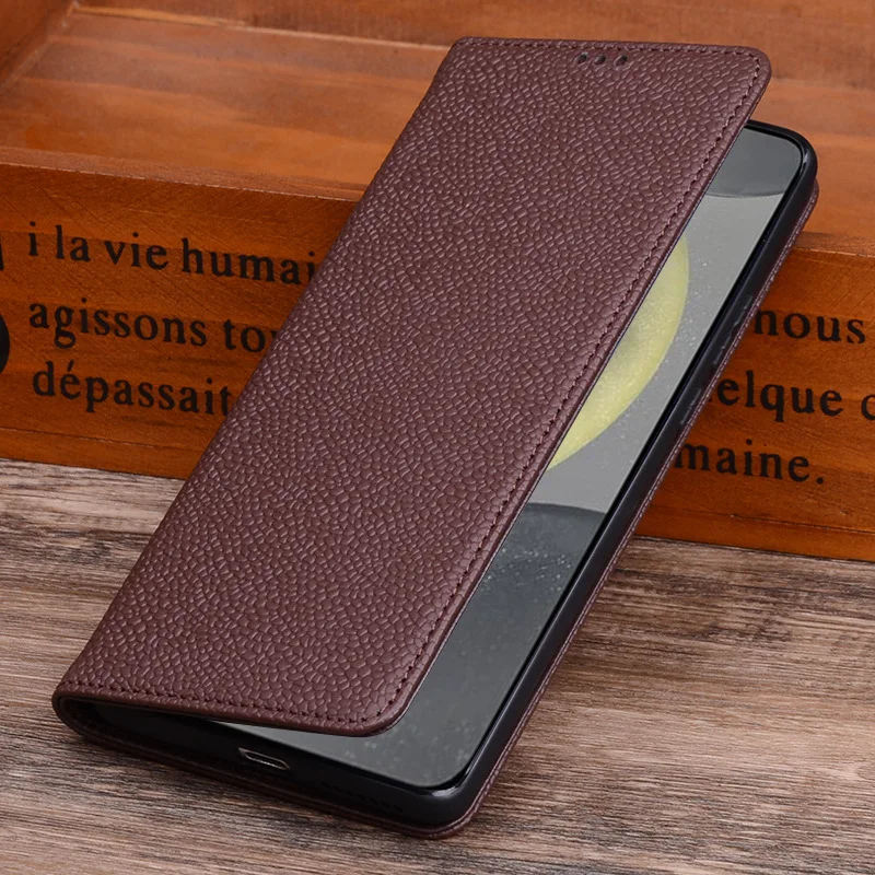 

Wobiloo Luxury Genuine Leather Flip Phone Case For Samsung Galaxy S25 S24 S22 Ultra Plus Leather Half Pack Phone Cover