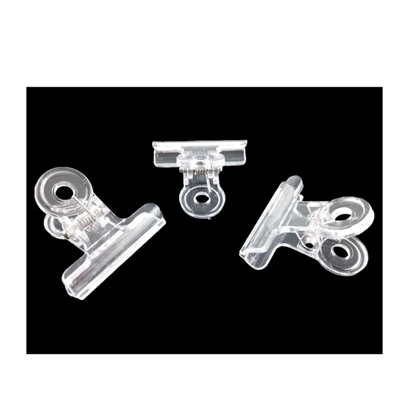 100PCS Plastic Bulldog Clips Kit Utility Paper Clips Set Hinge Clips For Home, Office Use Clear