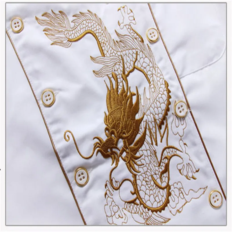 New Men Women Embroidery Dragon Cook Uniform Short Sleeve Kitchen Work Wear Mesh Patchwork Breathable Food Service Chef Jacket