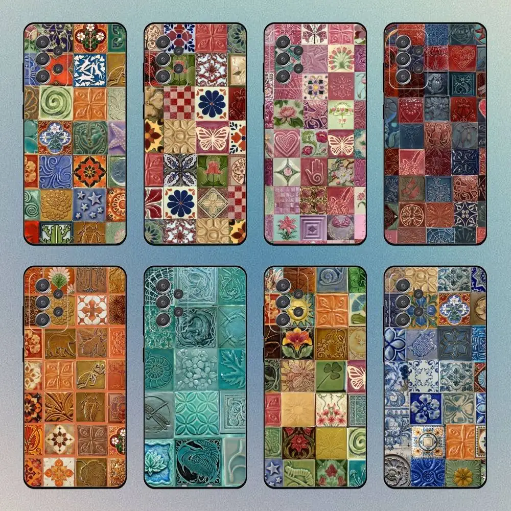 

M-Moroccan Tile Phone Case For Samsung S25,S24,S21,S22,S23,S30,Ultra,S20,Plus,Fe,Lite,Note,10,9,5G Black Cover