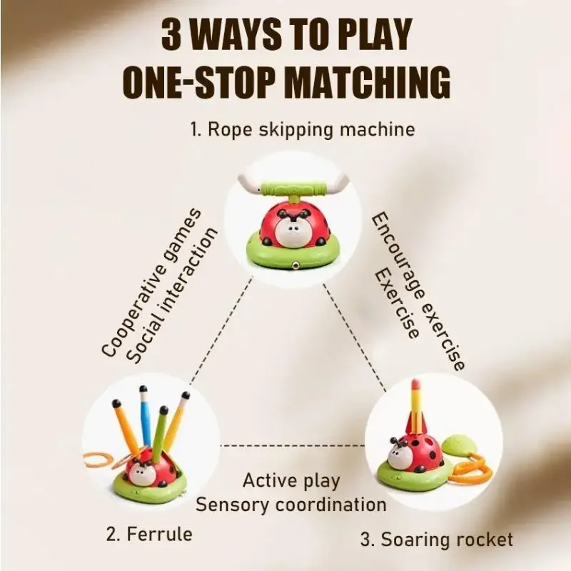 어린이 스포츠 장난감 줄넘기 기계 페룰 게임 훈련 장난감, 어린이 실내 야외 게임 학습 교육 장난감, 3 in 1