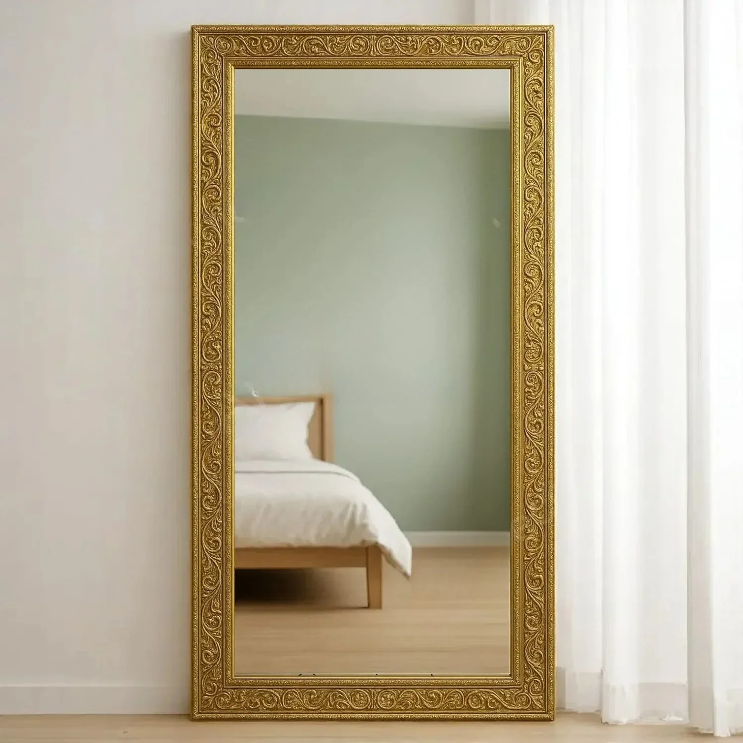 B retro full body mirror gold living room floor mirror home bedroom, medieval land fitting mirror