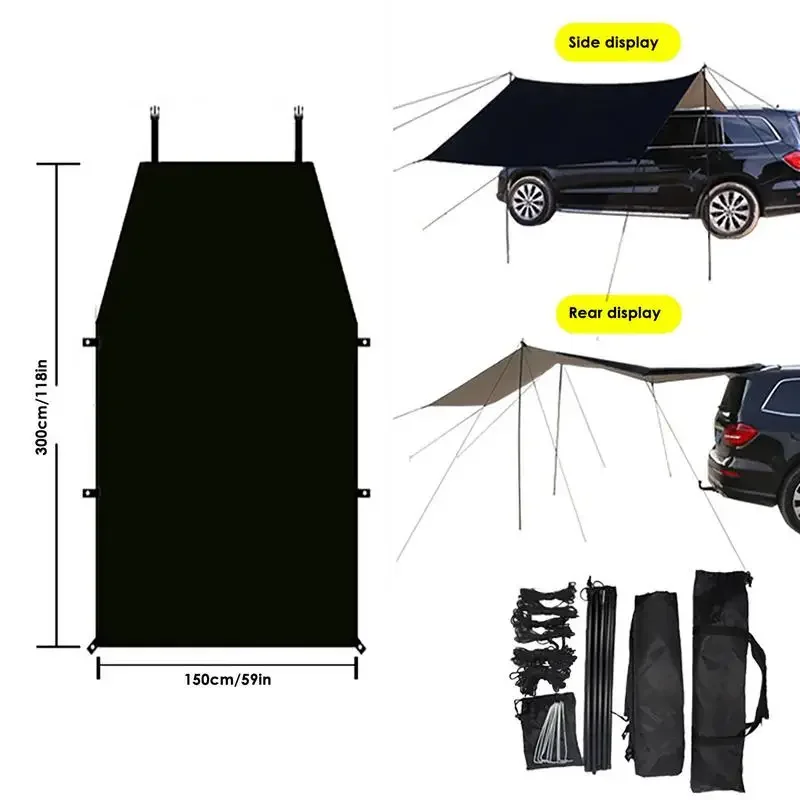 Imagem -04 - Portable Auto Truck Canopy Toldo Pano Oxford Toldo Lateral do Carro Rooftop Camper Trailer Sun Shade Suv Tent Attachment For Camping