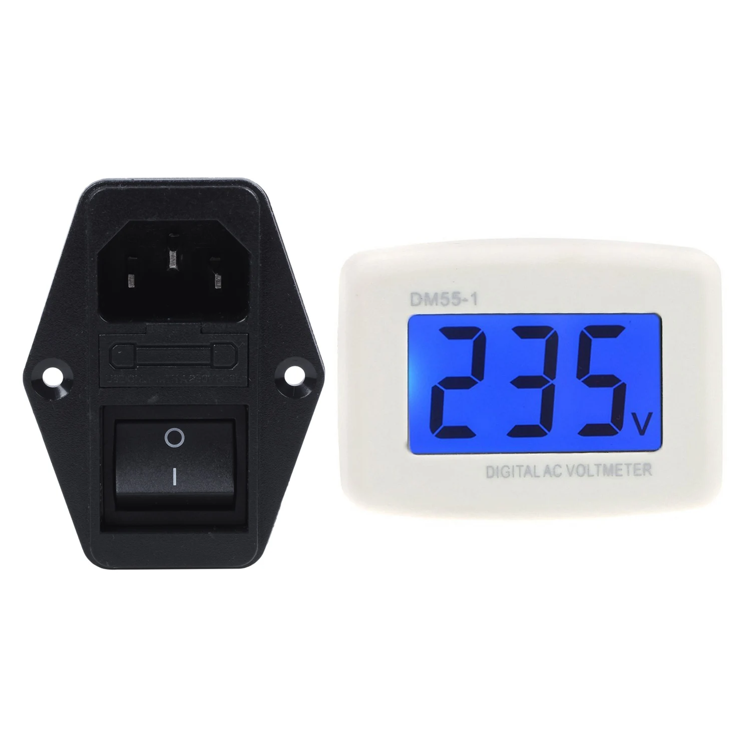 Abzw 2 peças de acessórios: 1 peça de terminais de solda iec 320 c14 filtro emi e 1 peça dm 55-1 lcd voltímetro digital plugue americano