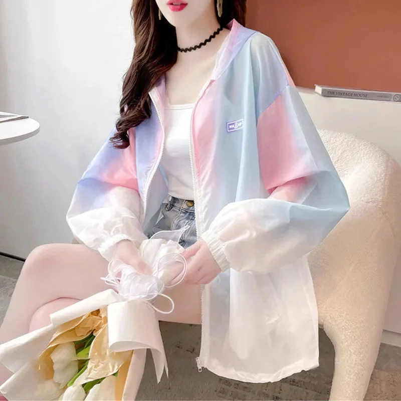 Quick Dry Breathable Sunscreen Coat Women Lightweight Coat UV Protection Thin Jackets Matching Chic Hoodie Sweet Casual Raincoat