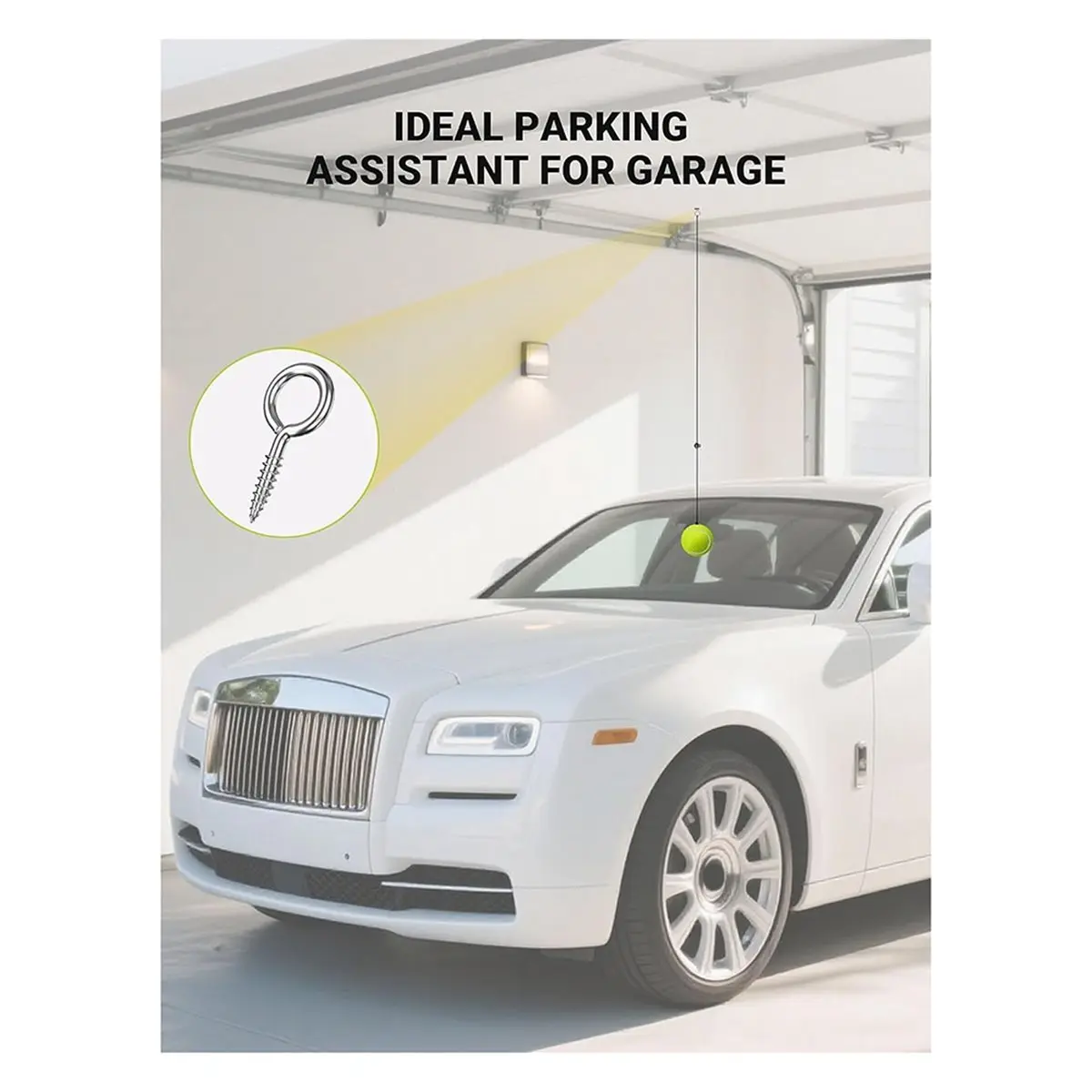 AA83 2er-Pack Tennisball-Garagenparkhilfe mit Nicht-Elastischer Schnur, Präziser Garagen-Auto-Stopp-Indikator mit Einstellschnalle