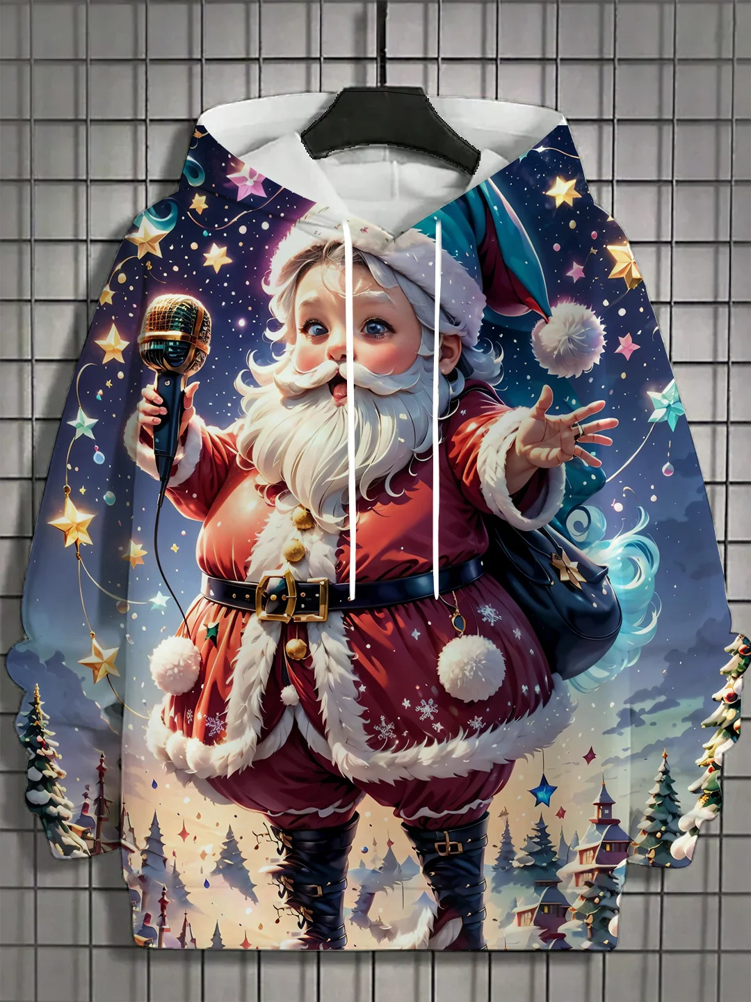 Men's Hooded Hoodies 3D Prints Merry Christmas Theme Graphic Sweatshirt Drawstring Long Sleeved Streetwear Tops Men's Clothing