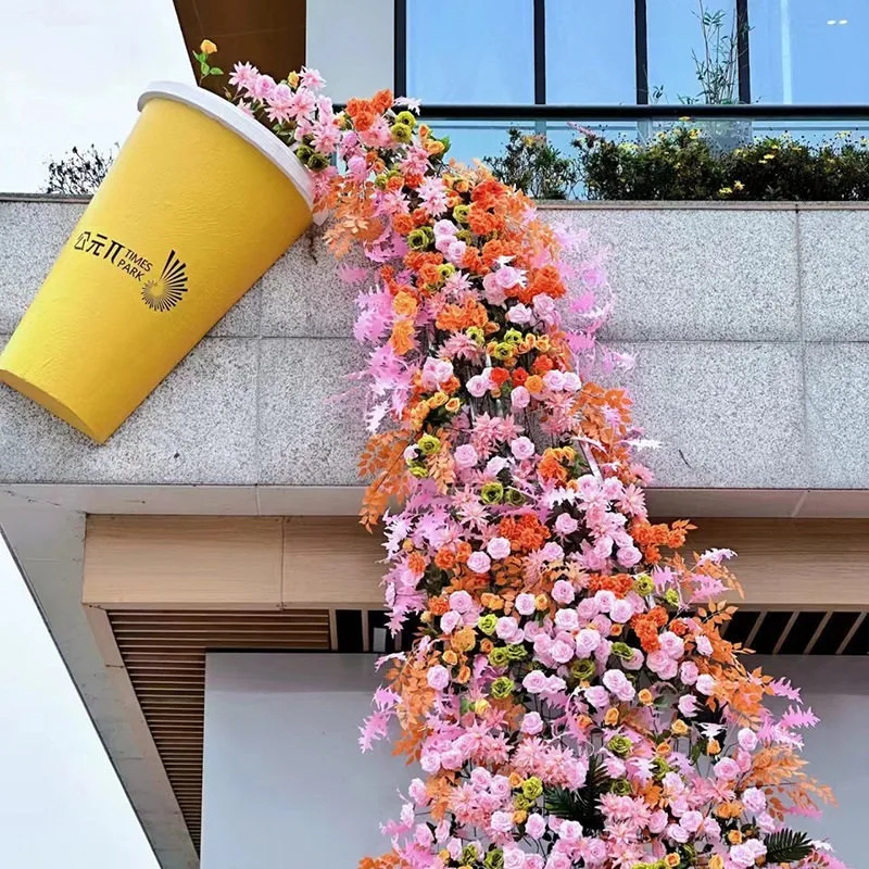 flower wall Internet celebrity clock in interactive installation shopping mall beautiful Chen scene decoration ornament