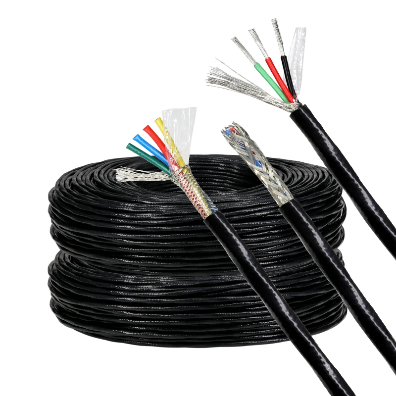 1~20M PTFE Shielded Wire Sq 0.3/0.5/0.75/1/1.5mm High Temperature FEP Insulation 1 2 3 4 5 6 Core Tinned Copper Shielding Cables