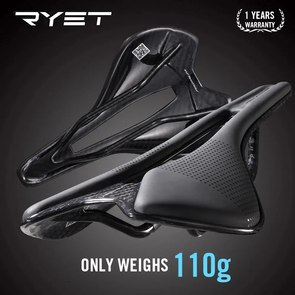 RYET Bike Saddle Super Light Full Carbon Racing Cycling Saddle 110g 7x9mm Oval Carbon Rails Superflow Road Bicycle Seat Cushion