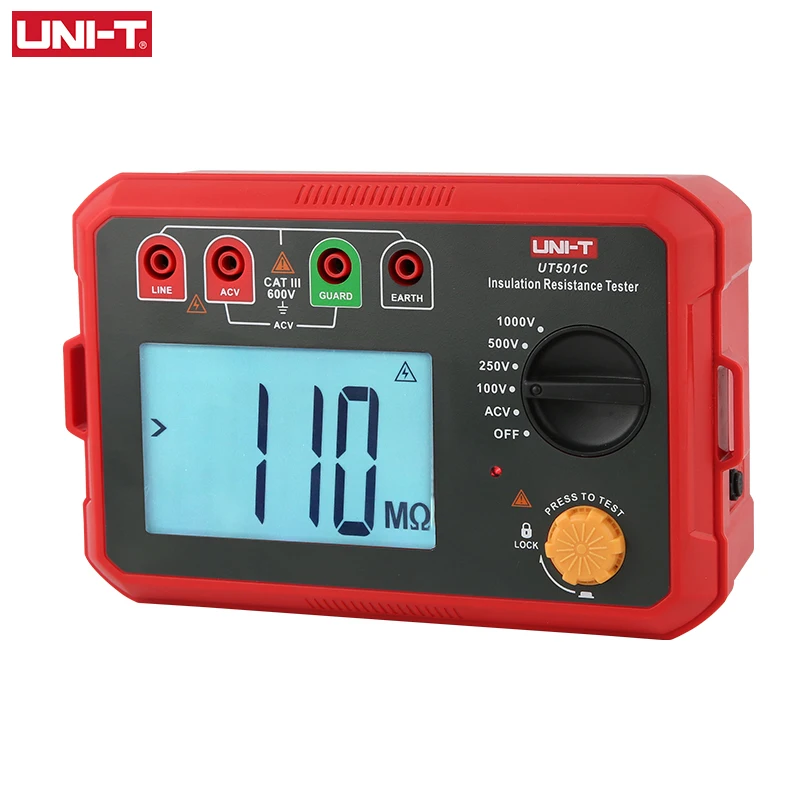 Imagem -03 - Uni-t-isolamento Resistência Tester Megohmeter Digital Medidor de Ohm Profissional Auto Range Backlight Ut501c 1000v