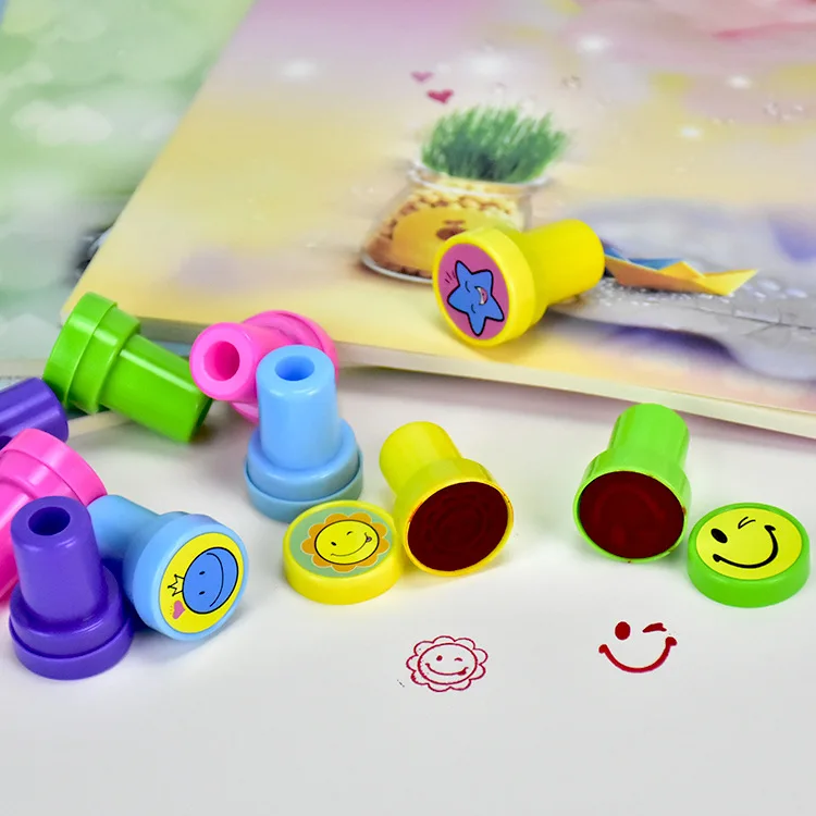10 Stück sortierte Stempel für Selbstfärbestempel, Spielzeugstempel, Smiley-Gesichts-Siegel, Scrapbooking, DIY-Malerei, Fotoalbum-Dekoration – Detail 6