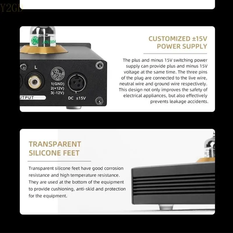 

Y2GD HiFi Preamplifier VE200 Tube Sound Amplifier With JRC5532DD Amp Low Noise Metal