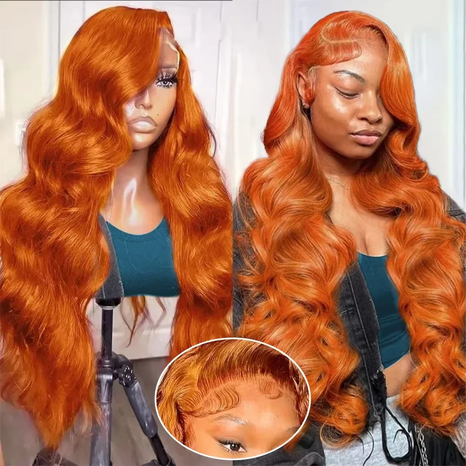 

5x5 Glueless Lace Closure Wigs Ginger Orange Body Wave 13x6 HD Lace Front Human Hair Wigs Brazilian 13x4 Frontal Wigs For Women