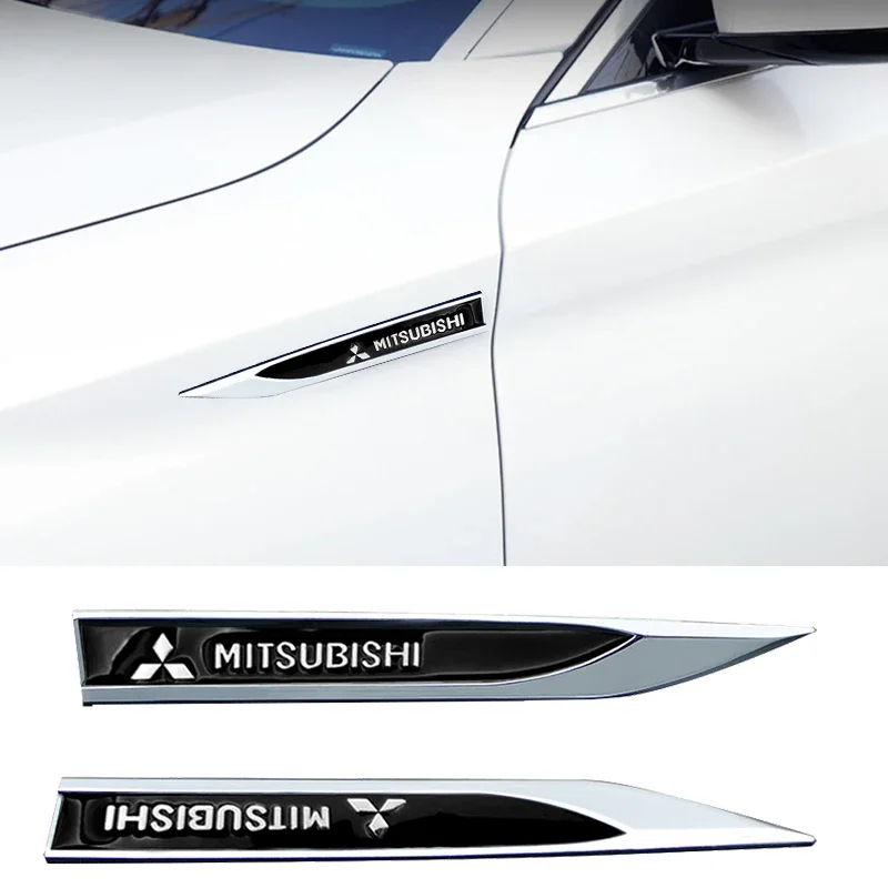 Pegatina de emblema de ala lateral de guardabarros de coche, accesorios de Metal 3D para Mitsubishi Asx, Lancer, Outlander, Pajero, Ralliart, 2 uds.