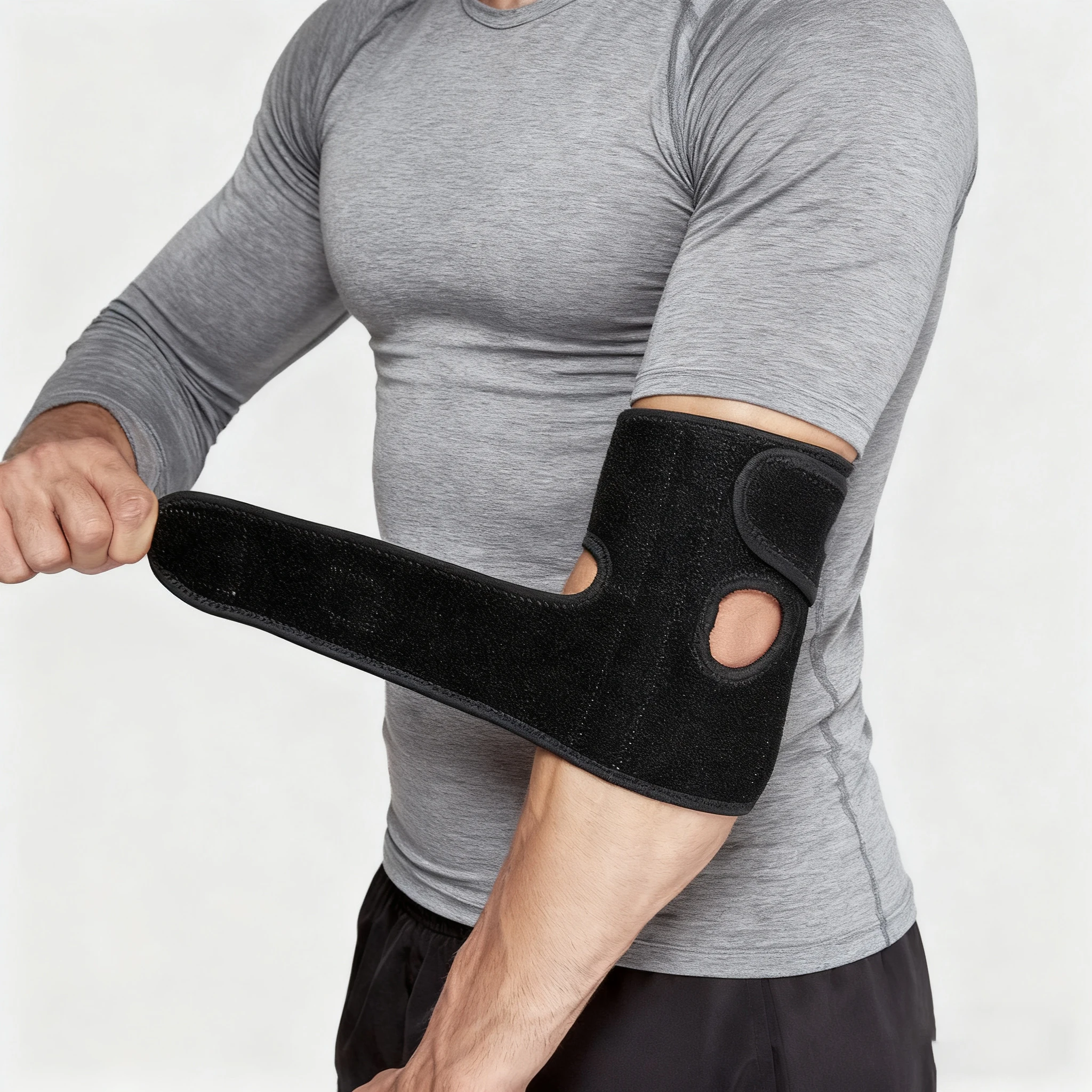 قطعة واحدة من دعامة دعم الكوع المصنوعة من النيوبرين القابلة للتعديل - واقي اللياقة البدنية الرياضي المريح للرجال والنساء