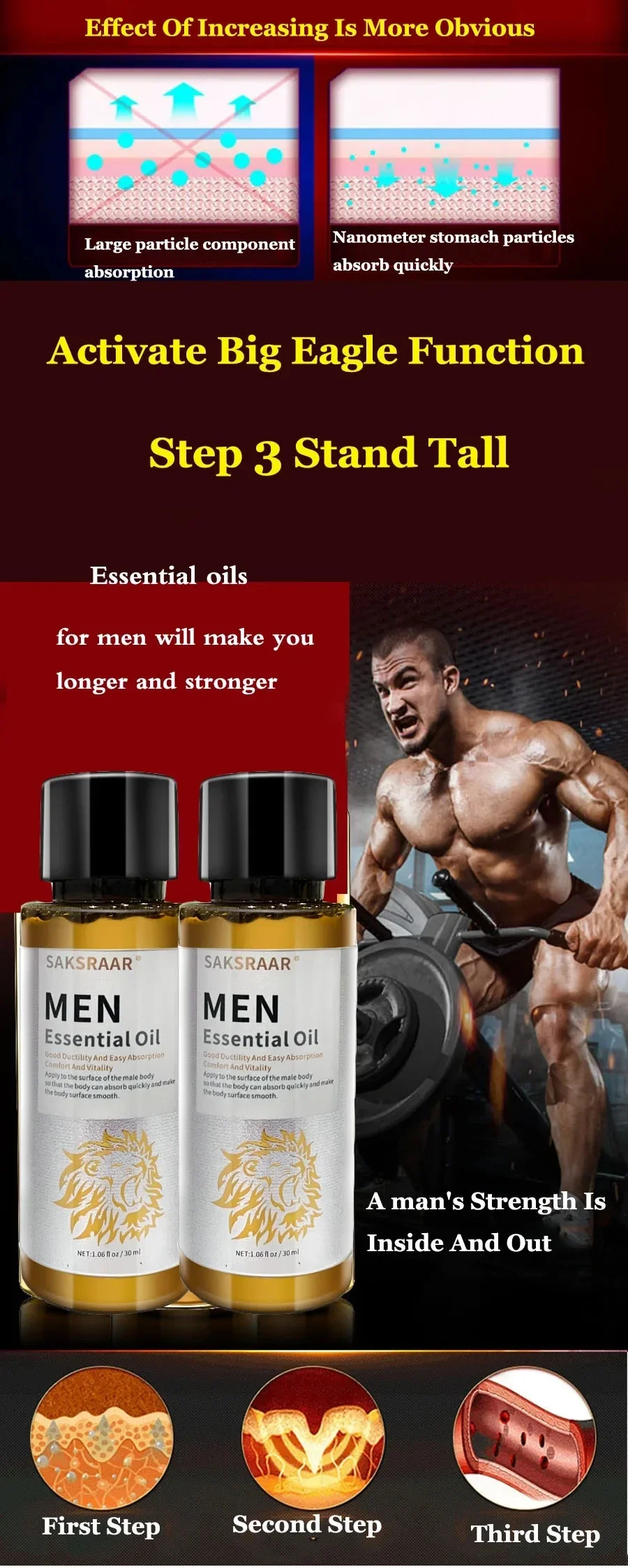 Saksraar Body Massage Essential Oil For Men Potency Increase Growth Lubricant Prolonged