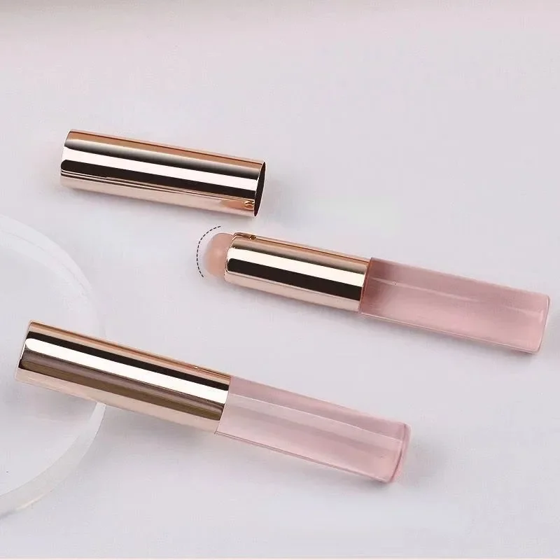 Mini herramienta de maquillaje portátil multiusos, cepillo de labios de cabeza redonda con tapa para aplicador de lápiz labial y corrector, silicona