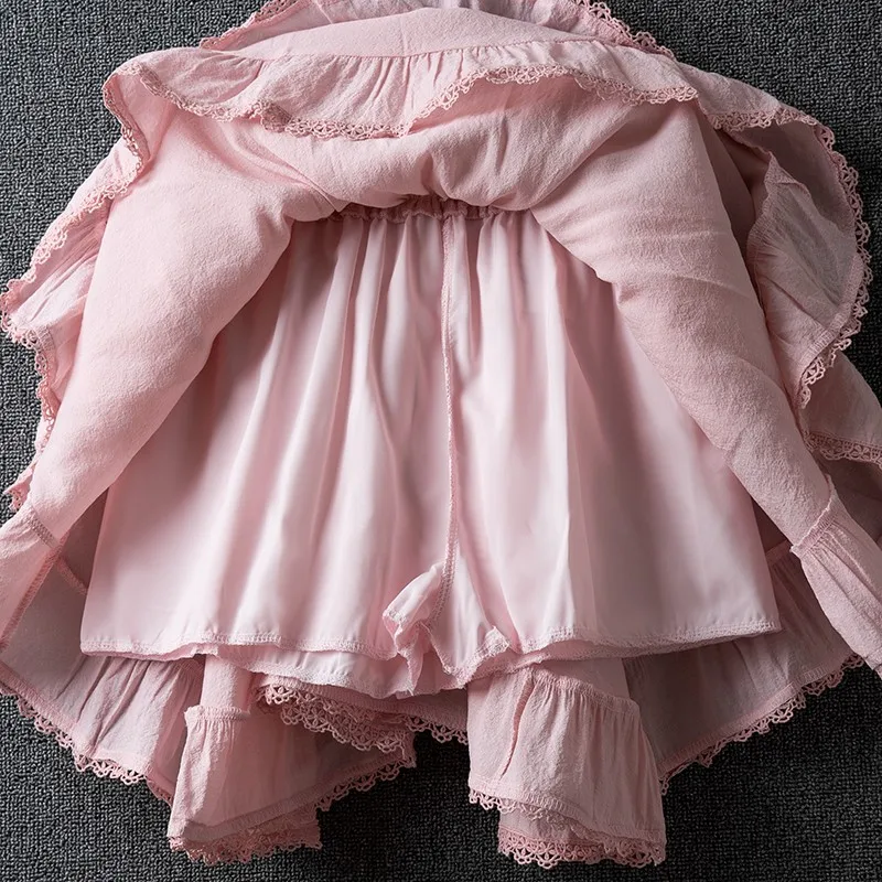 Summer Irregular Lace Round Cotton Linen Mini Skirt, High Waist Short Skirts For Women 2025